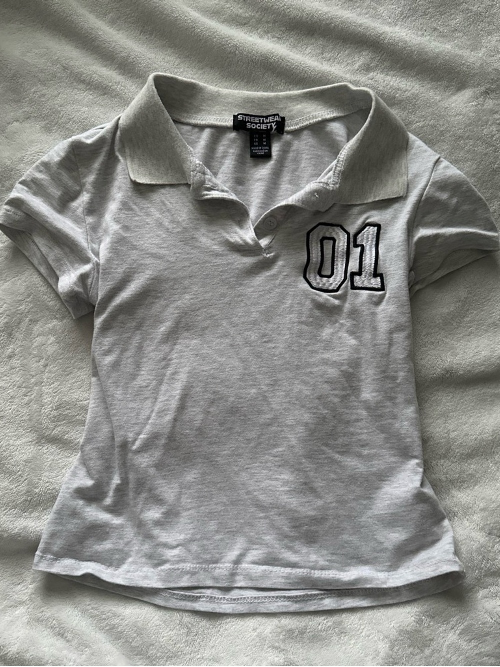 Urban Planet Girls' Grey Polo Top with '01' Patch
